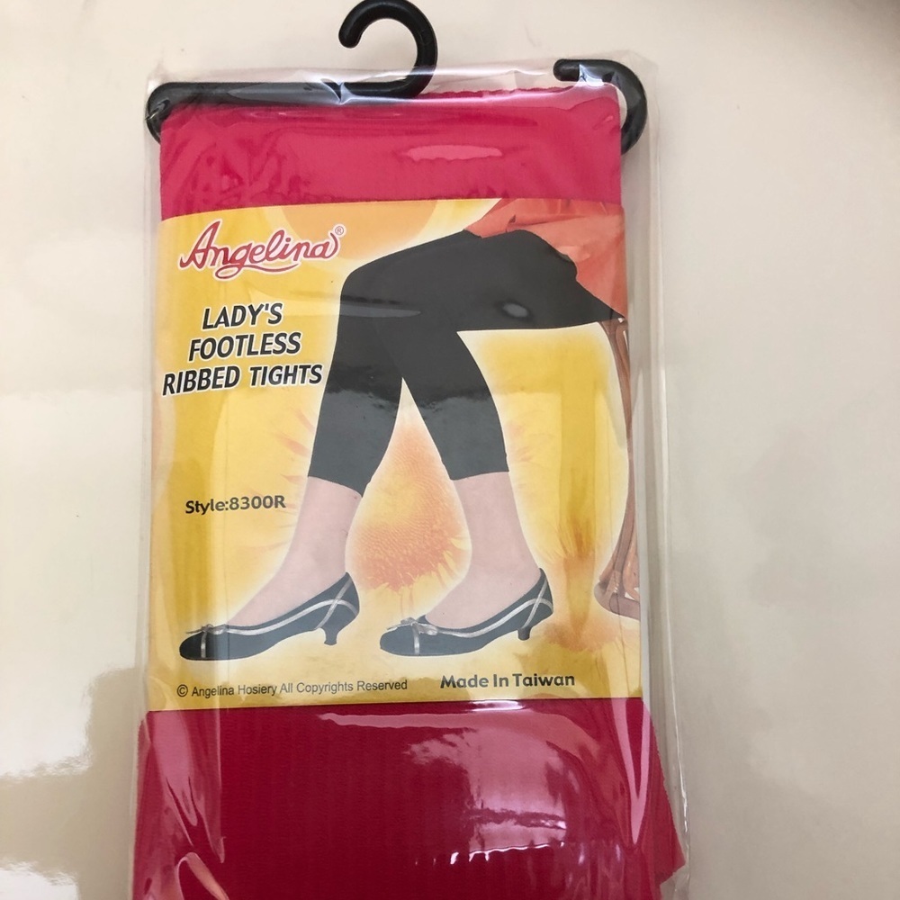 🔵4/$20 Lady’s Footless Ribbed Tights PINK Angelina NIP
